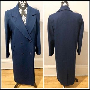 Mario Dipinto Blue Notched collar lined wool coat